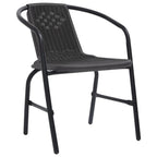 vidaXL Set of 4 Garden/Patio Stackable Chairs - Elegant Black Plastic Rattan with Robust Steel Frame Outdoor Armchairs