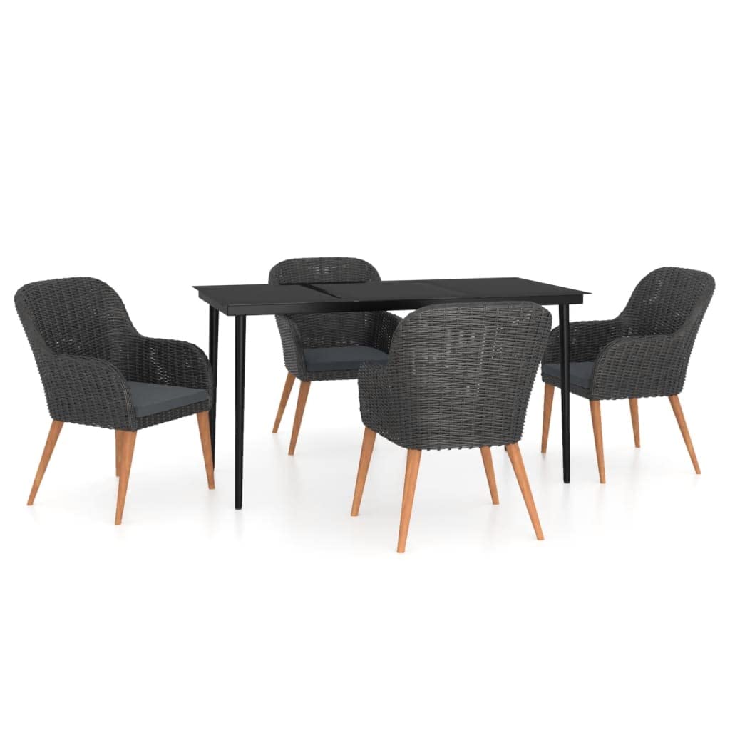 vidaXL Patio Dining Set 5 Piece, Outdoor Dining Set for 4, Table and Chair with Cushions, Dining Chair for Garden Backyard Balcony, Black