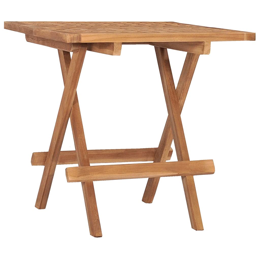 vidaXL 3 Piece Folding Patio Dining Set - Teak Wood Outdoor Furniture with Cushions - Compact, Durable, No Assembly Needed