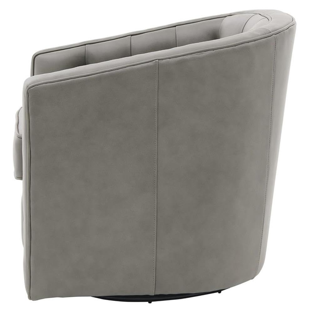 New Pacific Direct Walsh 19&quot; Top Grain Leather Swivel Chair In Garrett Gray
