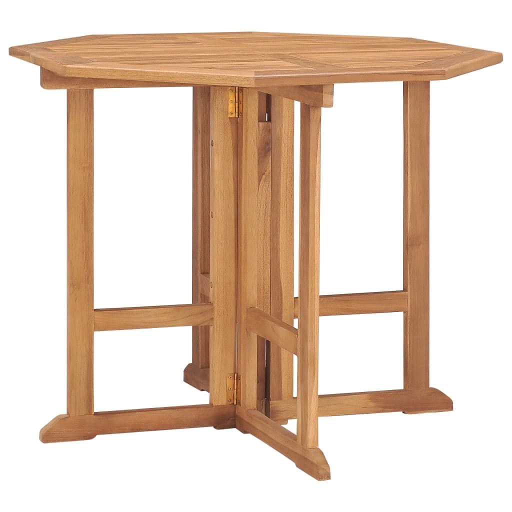 vidaXL Solid Teak Wood Folding Patio Dining Set - 5 Pieces Square Table & Chairs for Garden, Terrace
