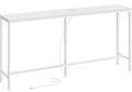 SUPERJARE Console Table with Outlet, 63 Inch Sofa Table with Charging Station, Narrow Entryway Table, Skinny Hallway Table, Behi