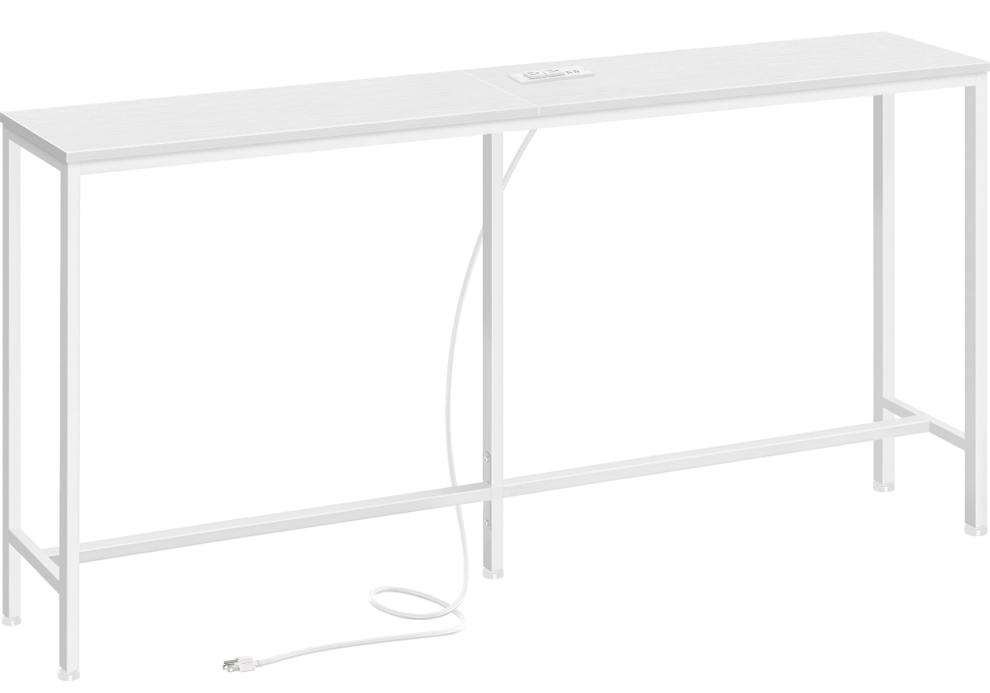 SUPERJARE Console Table with Outlet, 63 Inch Sofa Table with Charging Station, Narrow Entryway Table, Skinny Hallway Table, Behi