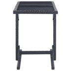vidaXL- Black Patio Table - Poly Rattan - Glass Top - Weather Resistant - Easy Assembly - 43.3"x20.9"x28.3"
