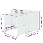vidaXL Nesting Coffee Table Set of 2, Tempered Safety Glass, Clear Finish, Compact Design, Versatile Usage for Living Room & Bedroom, Modern Scandinavian Style, Easy Storage