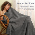 Phf Ultra Soft Waffle Weave Throw Blanket 50'X 60'- Washed Lightweight Breathable Cozy Woven Blanket For Bed - Aesthetic Decor For Couch Bedding Sofa Home Car - Grey