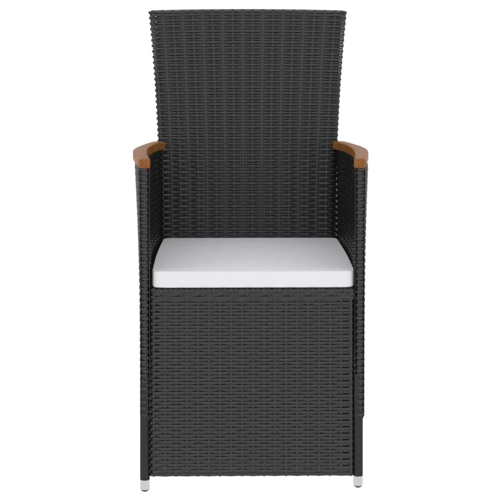 vidaXL Patio Dining Set with Cushions 5 Piece Garden Balcony Backyard Terrace Dinner Dinette Outdoor Table Chair Furniture Set Poly Rattan Black