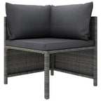 vidaXL 3-Seater Patio Sofa with Cushions Gray Poly Rattan