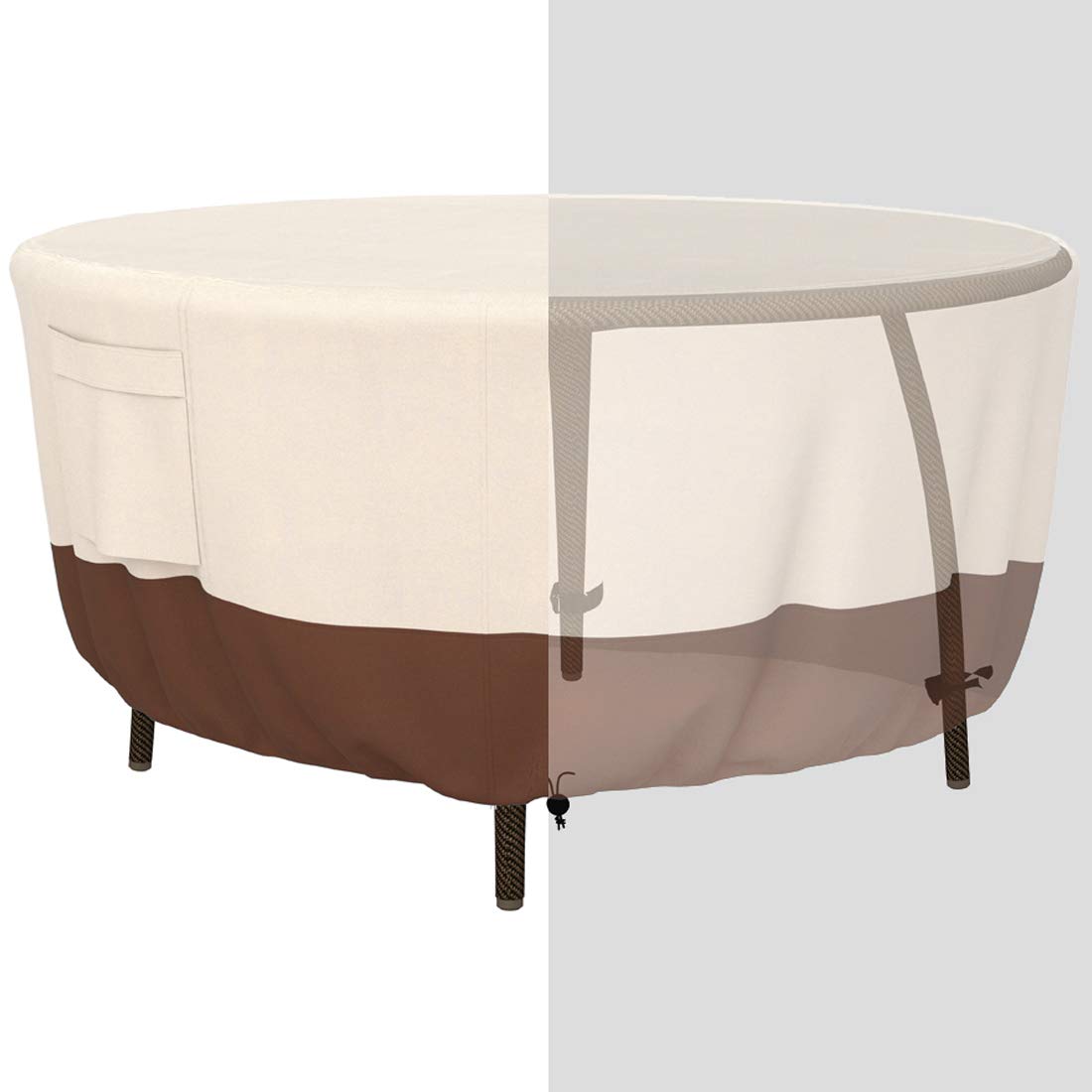 Tuyeho Round Patio Furniture Cover - Durable Oxford Fabric Outdoor Table Cover, Waterproof, Uv & Rip Resistant, 96' Dia X 28'