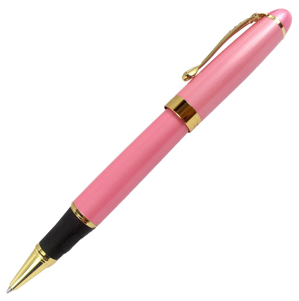 Gullor Jinhao X450 Rollerball Pen, Gold Trim, Black Ink, Pink