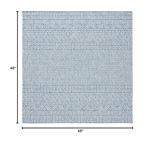 Safavieh Courtyard Collection 4' Square Grey/Blue Cy8235 Indoor/ Outside Waterproof Easy Cleansingpatio Backyard Mudroom Area Mat