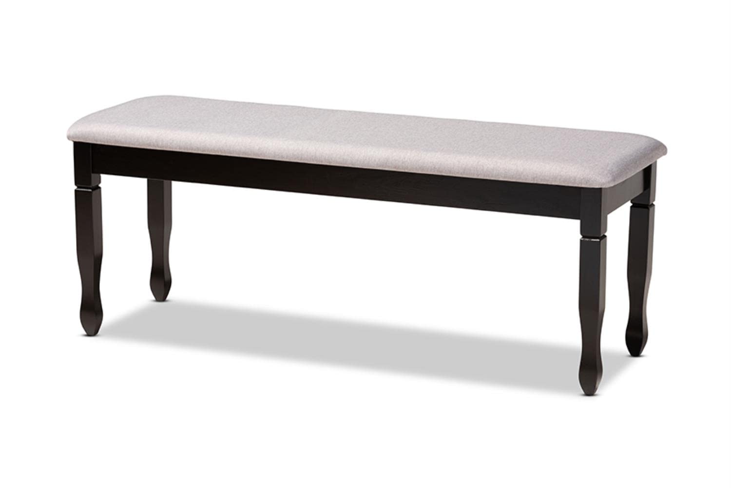 Baxton Studio Corey Modern and Contemporary Grey Fabric Upholstered and Dark Brown Finished Wood Dining Bench