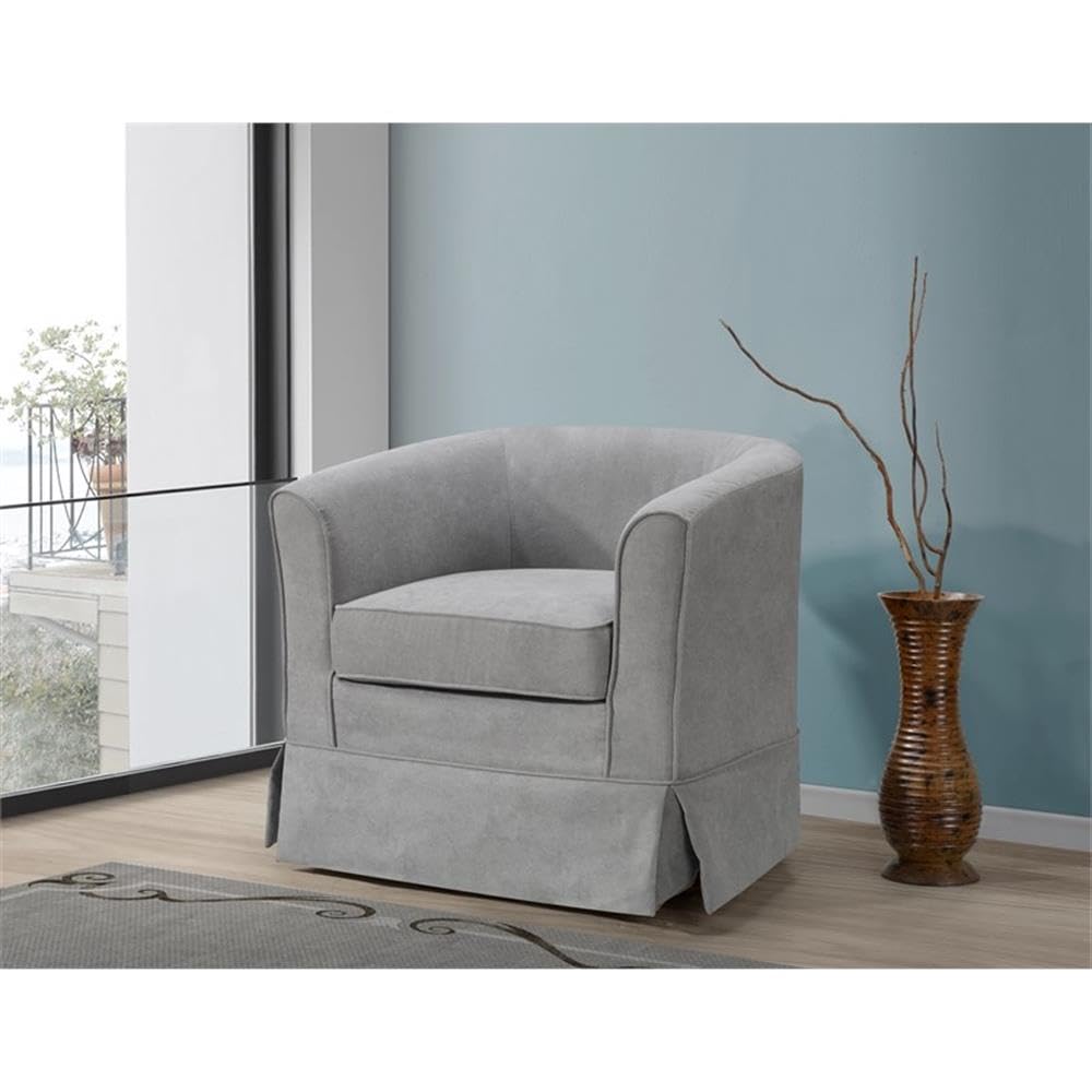 Lilola Home Tucker Steel Gray Woven Fabric Swivel Barrel Chair
