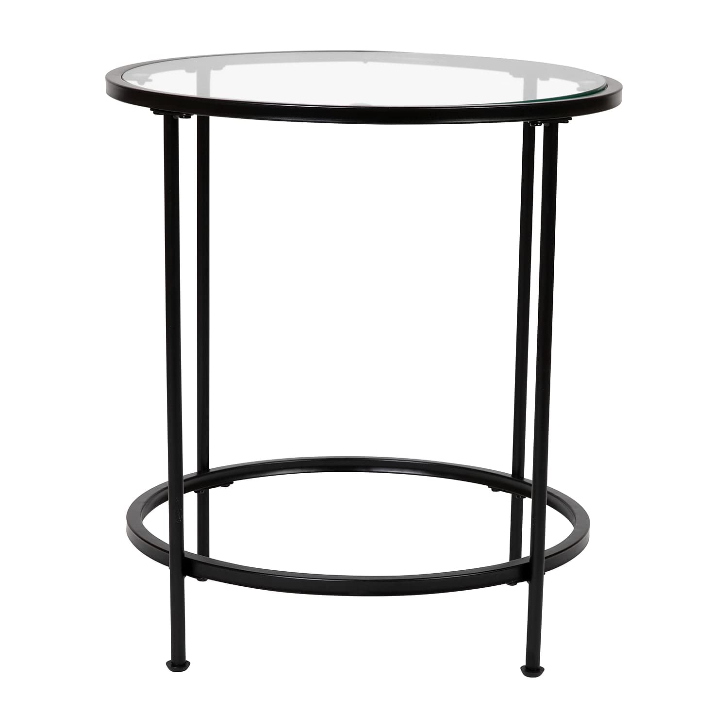 Flash Furniture Astoria Collection Round End Table - Modern Clear Glass End Table - Matte Gold Frame