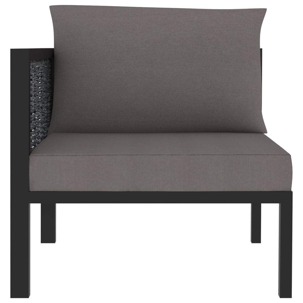 vidaXL Corner Sofa with Right Armrest - Poly Rattan Outdoor Furniture Anthracite, All-Weather Garden Lounge Sofa with Cushions