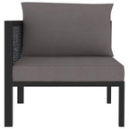 vidaXL Corner Sofa with Right Armrest - Poly Rattan Outdoor Furniture Anthracite, All-Weather Garden Lounge Sofa with Cushions