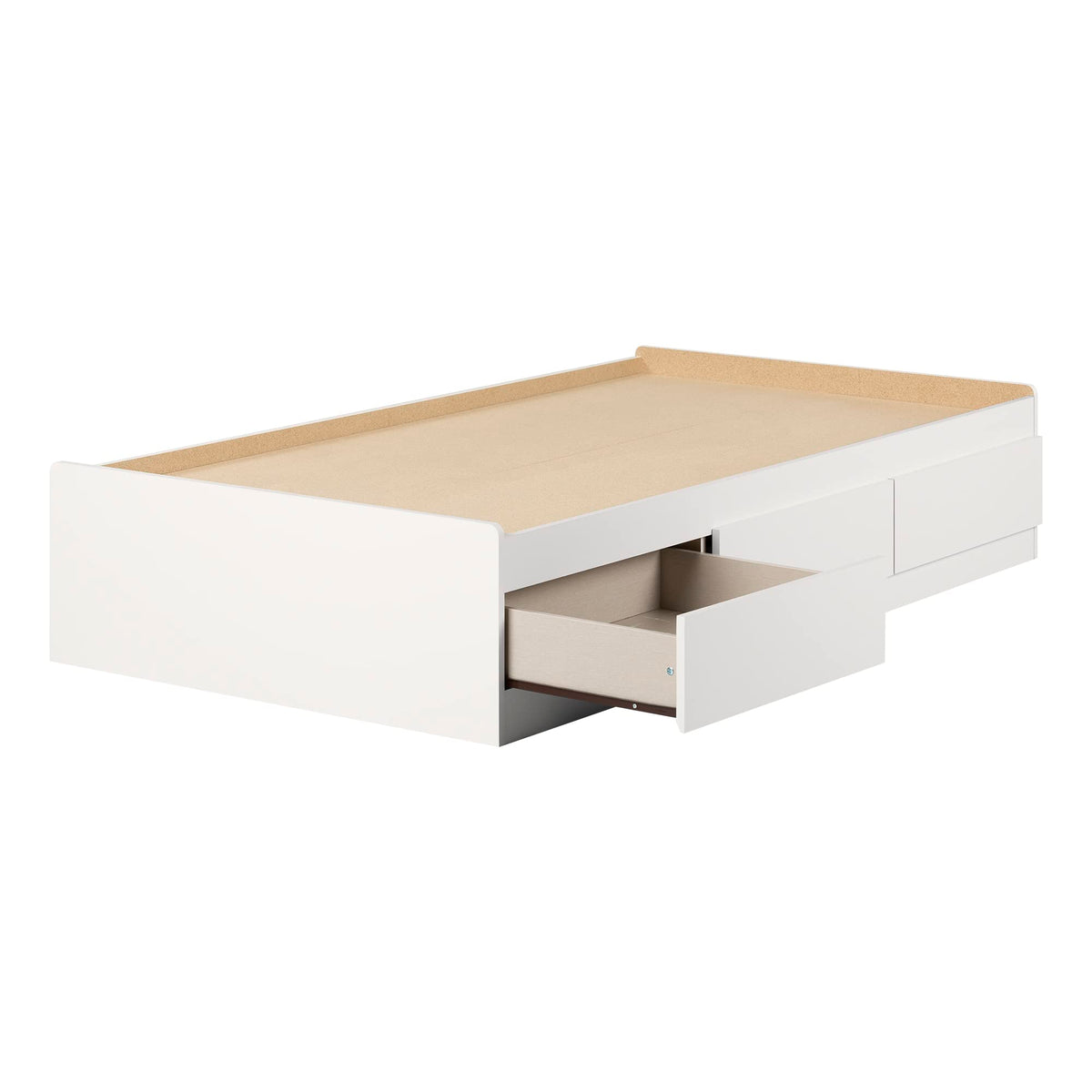 South Shore Hourra Mates Bed With 3 Drawers, Twin, Pure White