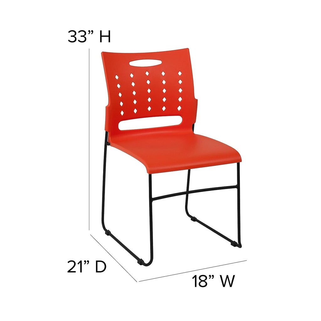 Flash Furniture Hercules Series 881 Lb. Capacity Orange Sled Base Stack Chair With Air-Vent Back
