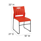 Flash Furniture Hercules Series 881 Lb. Capacity Orange Sled Base Stack Chair With Air-Vent Back