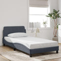 vidaXL Dark Gray Single Bed Frame-Velvet Upholstered with Headboard, Plywood Slats-Metal/Pine Wood Structure for Bedroom