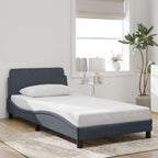 vidaXL Dark Gray Single Bed Frame-Velvet Upholstered with Headboard, Plywood Slats-Metal/Pine Wood Structure for Bedroom