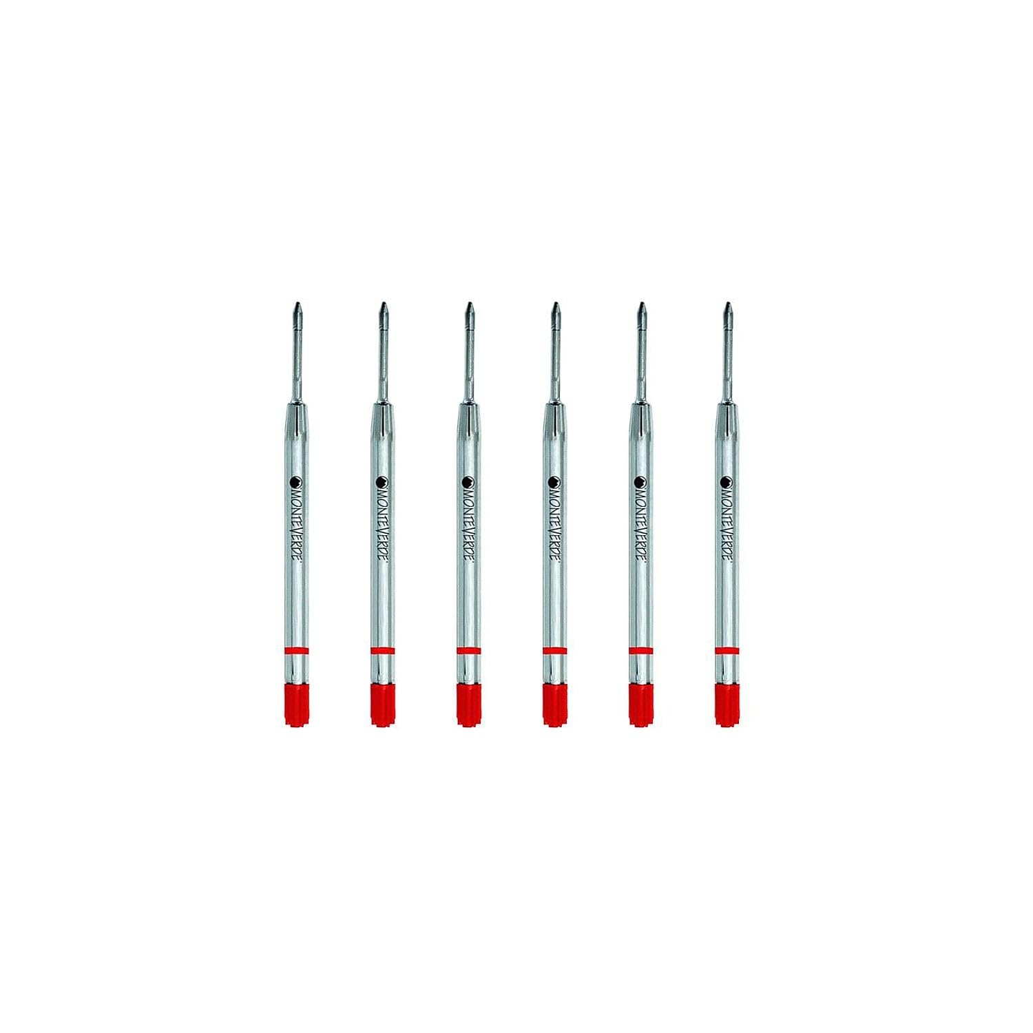 Monteverde Fine Gel Ballpoint Refill For Parker Gel Ballpoint Pens, 6/Pack, Red (P423Rd)