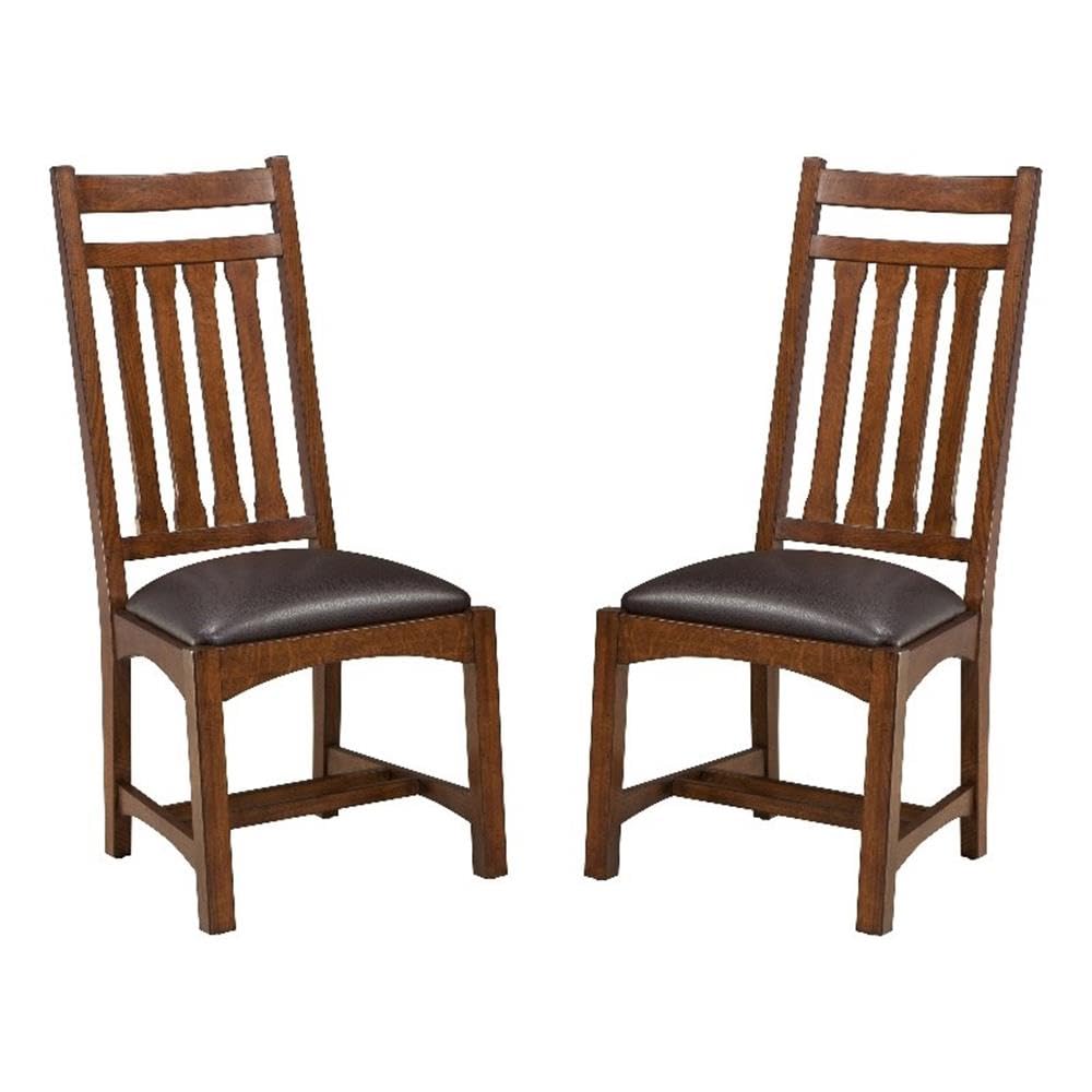 Intercon Furniture Oak Park Wood Chair with Narrow Slats in Brown (Set of 2)