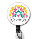 Yzkkbi Counselor Rainbow Retractable Badge Reel Id Card Badge Holder With Alligator Clip Name Badge Holder Office Employee Name
