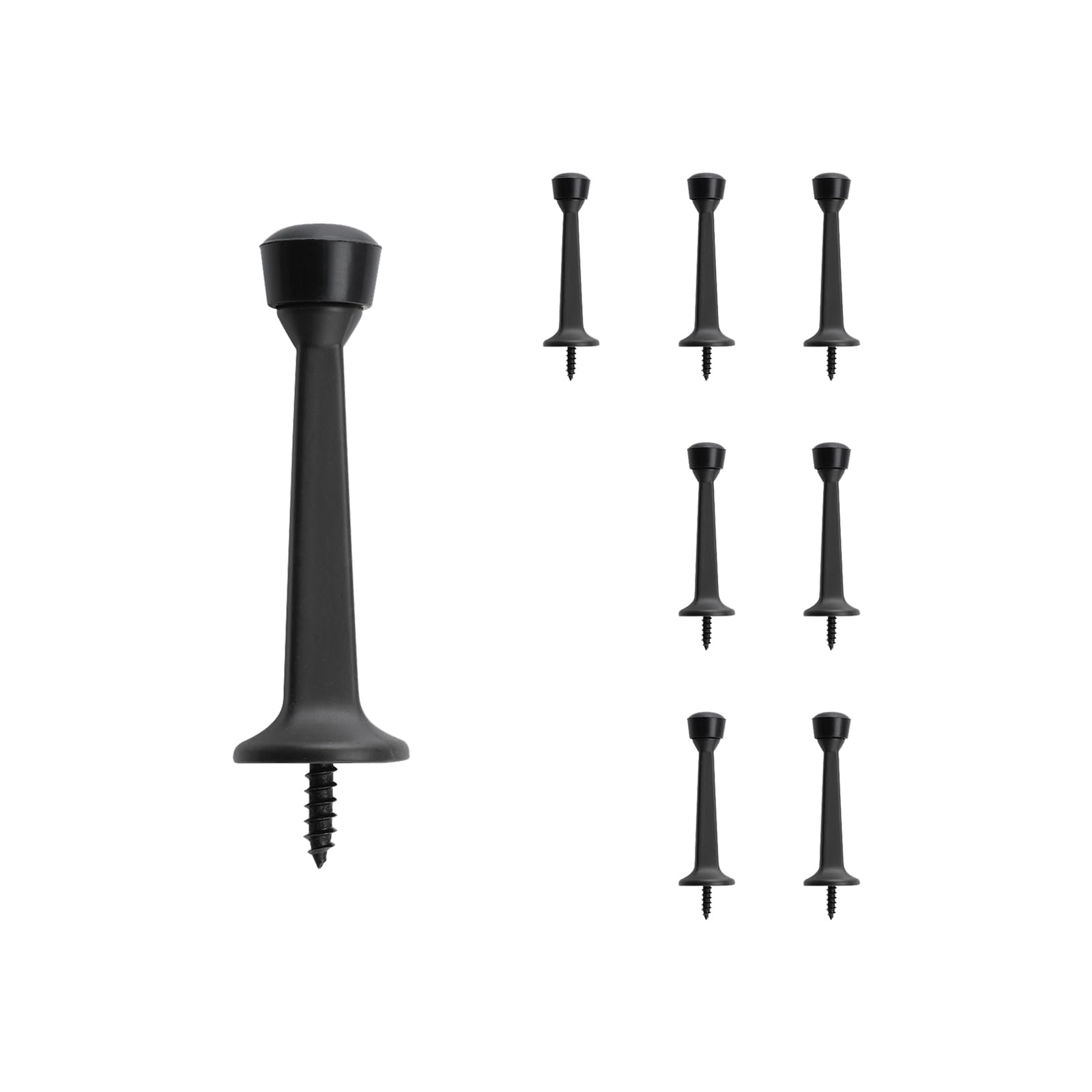 Home Master Hardware Heavy Duty Door Stops - 3 Inch Solid Rigid Stopper W/Plastic Tips For Extra Wall & Door Protection, Matte B