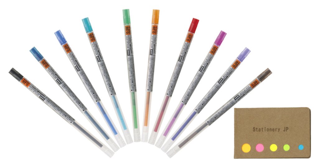 Signo Gel Ink Refills For Style Fit Gel Multi Pen 0.28Mm 10 Color Ink, Sticky Notes Value Set
