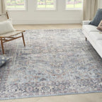 HomeRoots 522535 8 x 10 ft. Gray Floral Power Loom Distressed Rectangle Traditional Area Rug