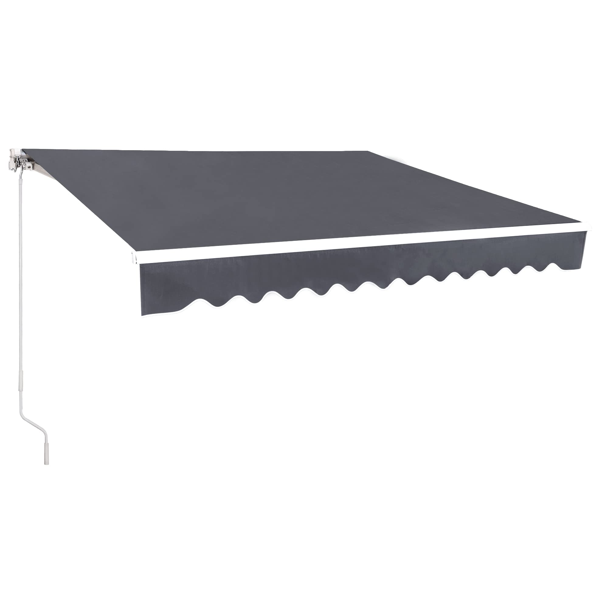 Mcombo 10X8 Feet Manual Retractable Patio Door Window Awning Sunshade Shelter Outdoor Canopy (Grey)