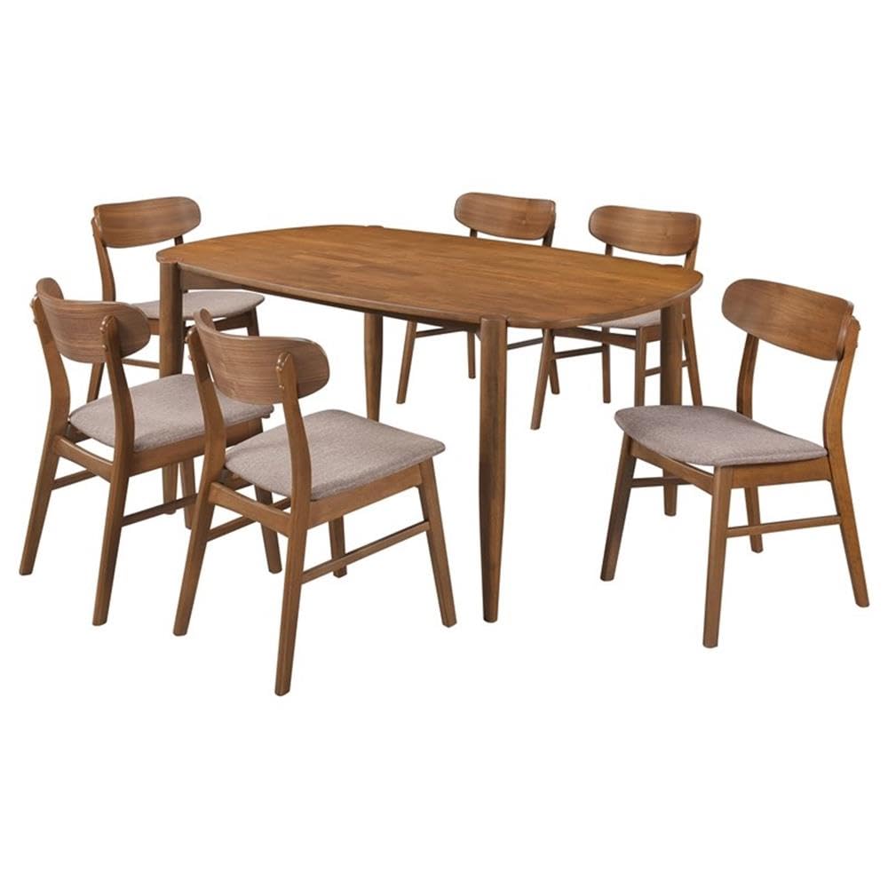 Coaster Home Furnishings Dortch 7-Piece Oval Solid Wood Dining Set Walnut