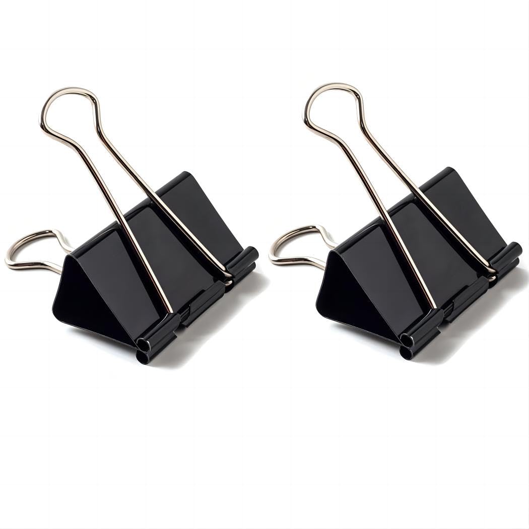 Coideal Black Binder Clips Medium, 1.25 Inch Black Metal Paper Clips 24 Pcs 32Mm Foldback Bull Clip Clamps For Office School (1