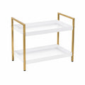 2Tier Storage Shelf Organiser, White And Gold Metal Frame