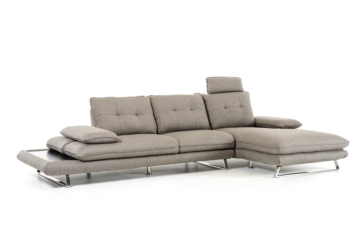 HomeRoots Modern Grey Fabric Sectional Sofa