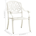 vidaXL 5 Piece Outdoor Bistro Set in White Cast Aluminum - Elegant Garden Patio Furniture with Umbrella Hole