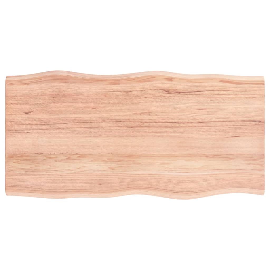 vidaXL Solid Oak Wood Table Top - Light Brown, Varnished, Handcrafted with Live Edge, Versatile for Residential or Commercial Us