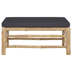 vidaXL Patio Footrest with Soft Dark Gray Cushion - Bamboo Outdoor Ottoman – Easy to Assemble | Ideal for Garden, Terrace, Patio - Lightweight & Durable | Dimensions: 25.6" x 25.6" x 11.8"