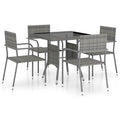 vidaXL Patio Dining Set 5 Piece Outdoor Garden Terrace Yard Patio Table and Chair Seating Seat Dining Set Furniture Poly Rattan Gray