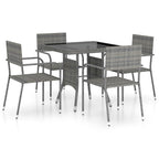 vidaXL Patio Dining Set 5 Piece Outdoor Garden Terrace Yard Patio Table and Chair Seating Seat Dining Set Furniture Poly Rattan Gray