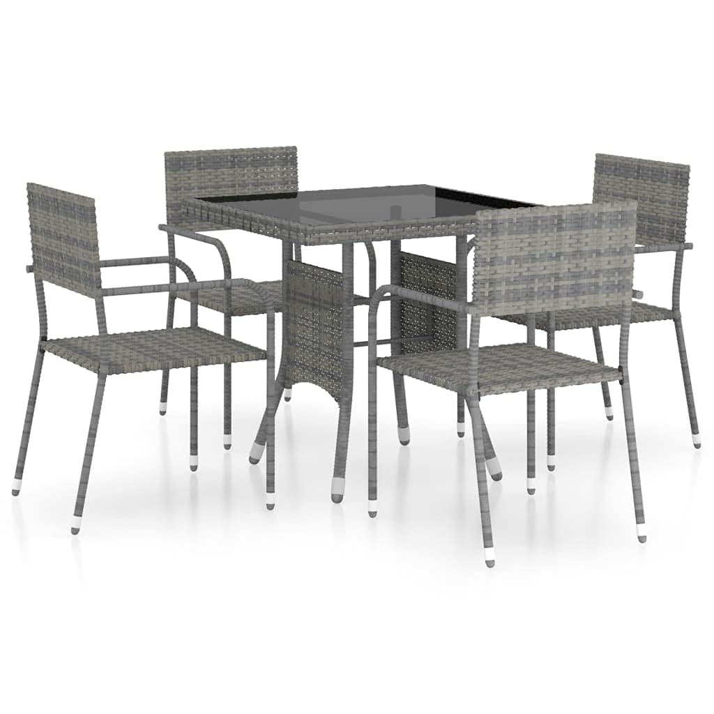vidaXL Patio Dining Set 5 Piece Outdoor Garden Terrace Yard Patio Table and Chair Seating Seat Dining Set Furniture Poly Rattan Gray
