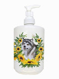 Caroline's Treasures CK2830SOAP Alaskan Malamute in Sunflowers Ceramic Soap Dispenser Hand Soap Dispenser Pump Bottles for Bathr