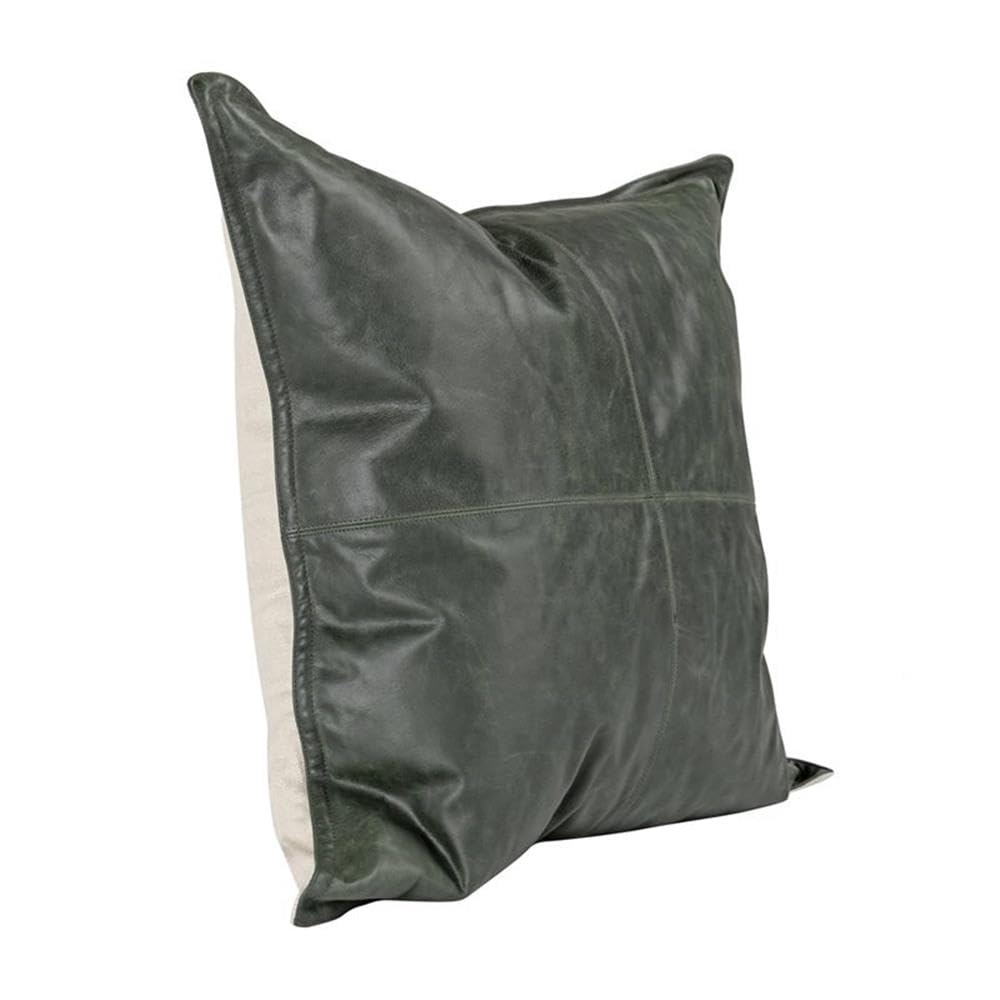 Kosas Home Cheyenne 22X22 Transitional Leather Throw Pillow In Nightfall Green