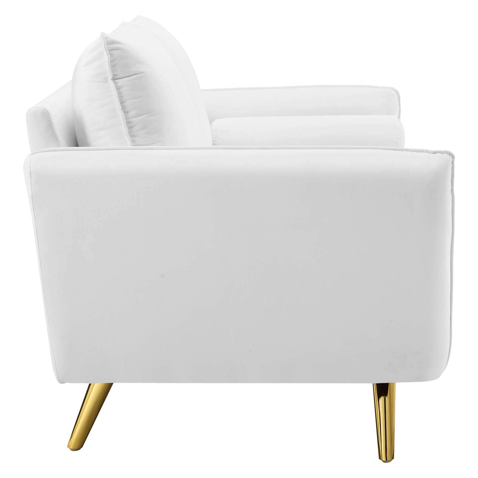 Modway Revive Performance Velvet Sofa, White , 32.5 X 72 X 33.5