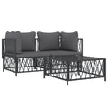 vidaXL Modern 3 Piece Patio Lounge Set - Anthracite Steel Frame with Woven Fabric -Comfortable Garden Outdoor Lounge Set with Cushions - Flexible and Sturdy