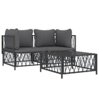 vidaXL Modern 3 Piece Patio Lounge Set - Anthracite Steel Frame with Woven Fabric -Comfortable Garden Outdoor Lounge Set with Cushions - Flexible and Sturdy