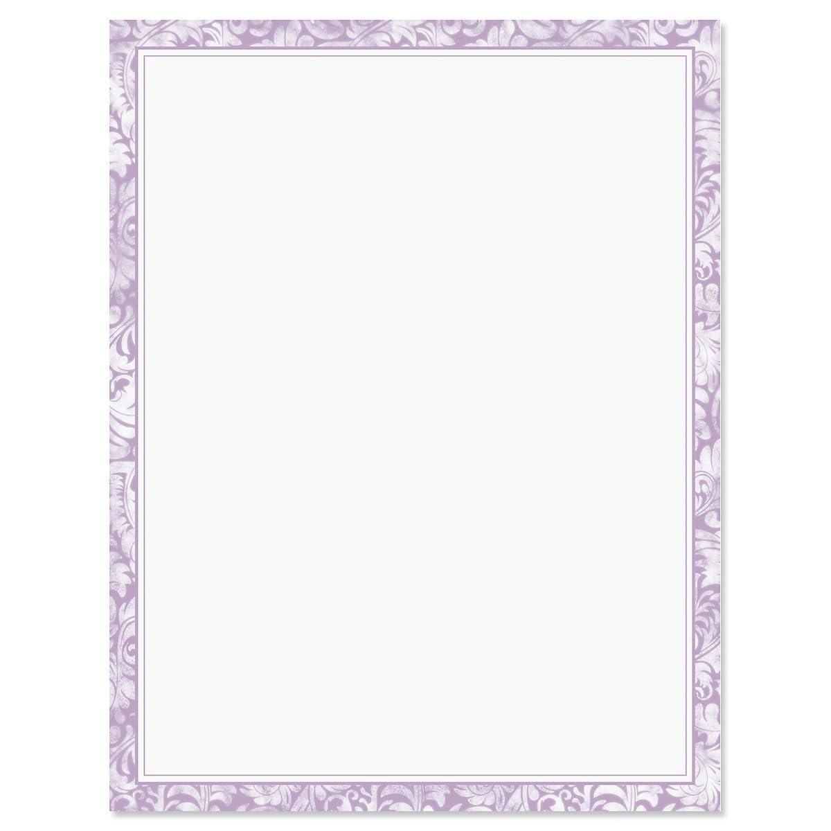 Purple Alluring Border Easter Letter Papers - Set Of 25 Spring Stationery Papers Are 8 1/2' X 11', Compatible Computer Paper,
