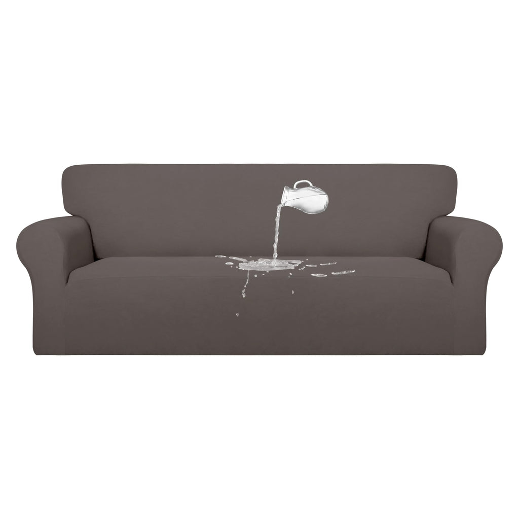 Purefit 100% Dual Waterproof Couch Cover Slipcovers For Couches And Sofas - Stretch Non Slip Fleece Sofa Covers Washable, Leakproof Furniture Protector For Kids, Pets, Dog (Sofa, Taupe)