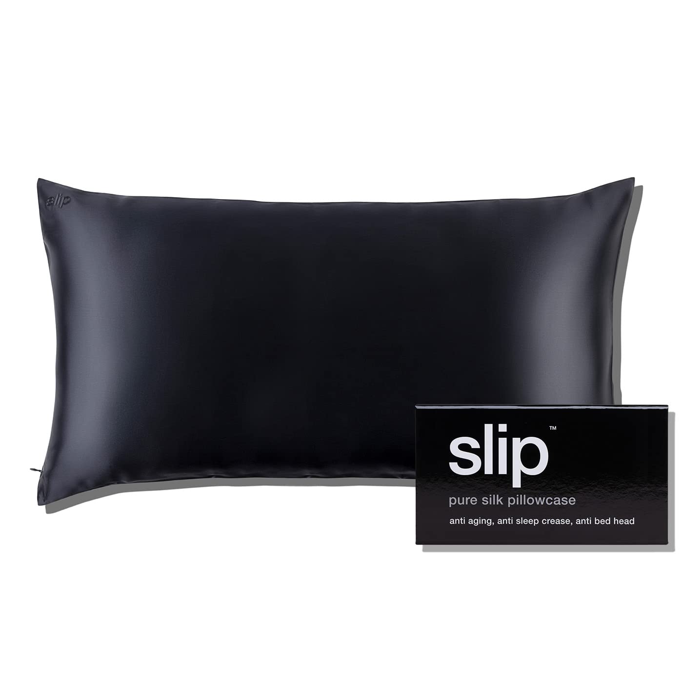 Slip Silk King Pillowcase, Black (20 x 36) - 100% Pure 22 Momme Mulberry Silk Pillowcase - Anti-Aging, Anti-BedHead, Anti-Sleep 